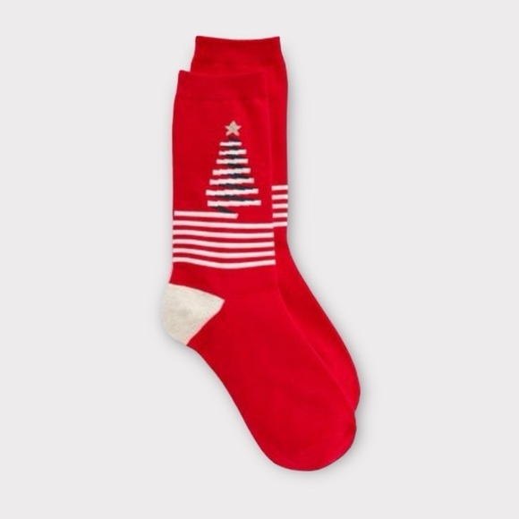 Talbots Trouser Socks Red Ribbon Tree Nwt - Picture 1 of 1
